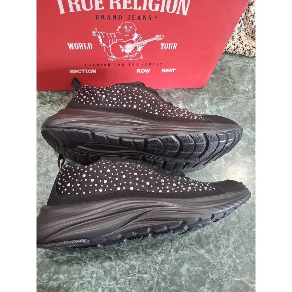 TRUE RELIGION NEW KATIE Black Bling Sparkle Women's Walking Sneaker Size 10 $79